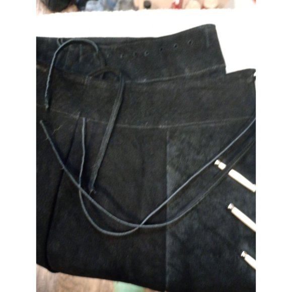 VTG Lariat Leather Skirt Womens Sz M Black Suede Leather Fringe Western USA MADE - Picture 6 of 6